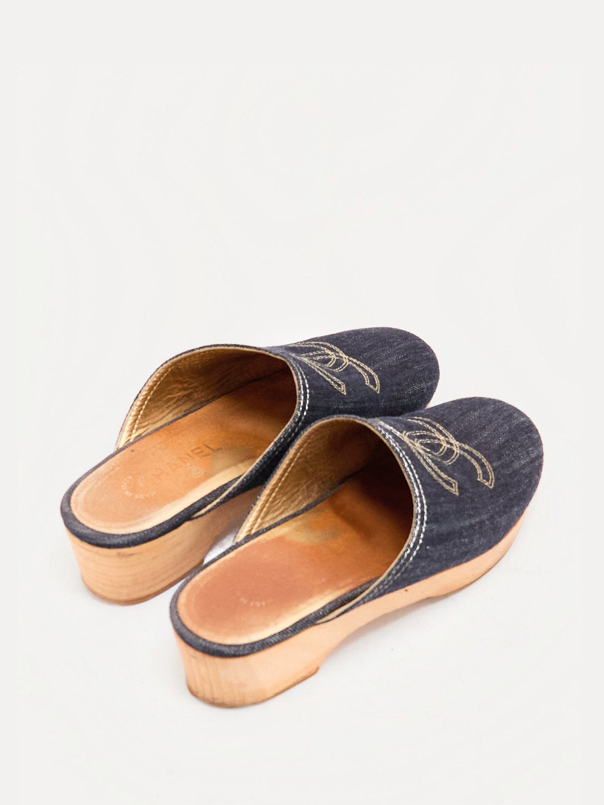 Chanel Denim CC Clogs 38