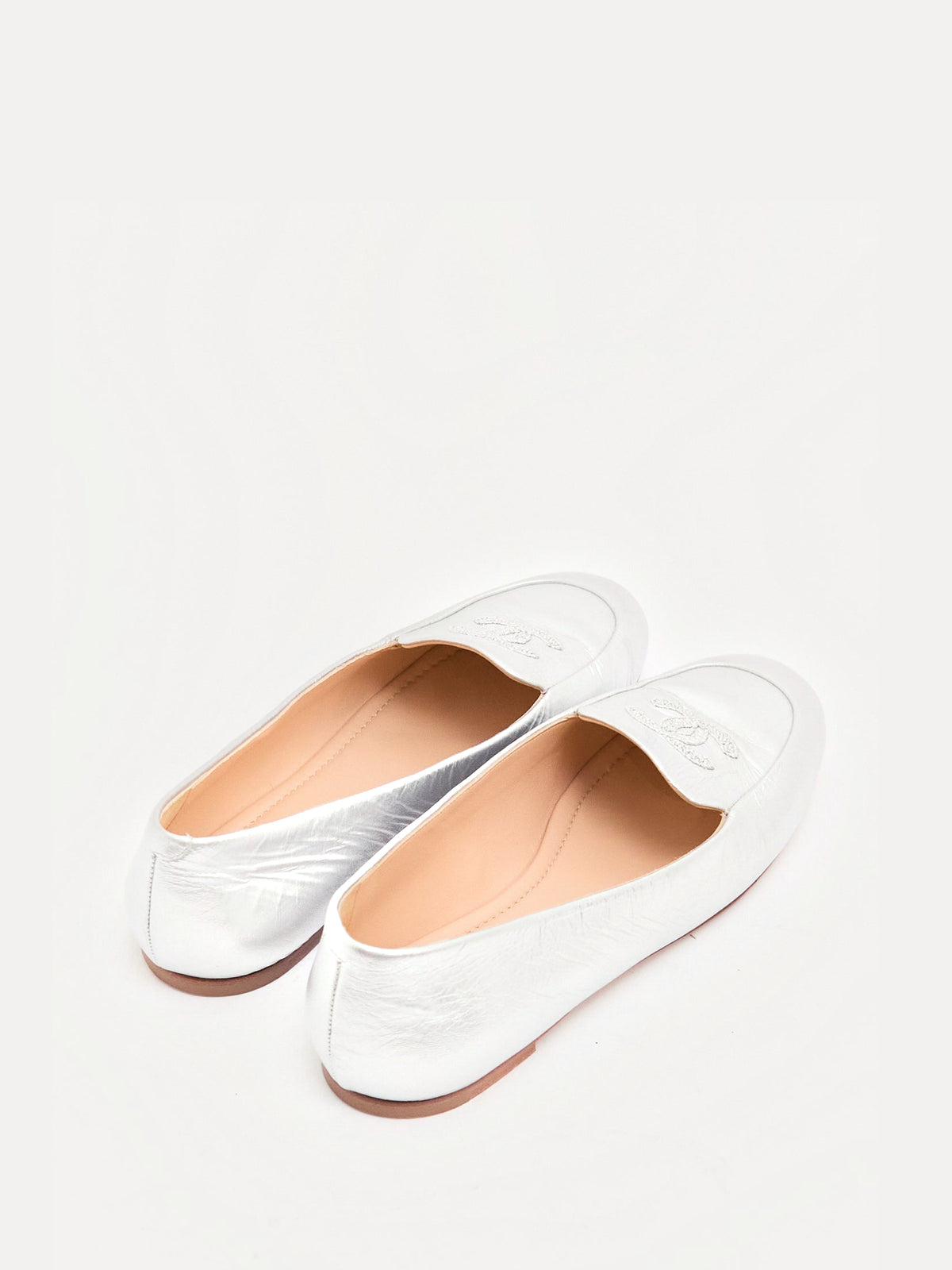 Chanel Silver CC Loafers 39