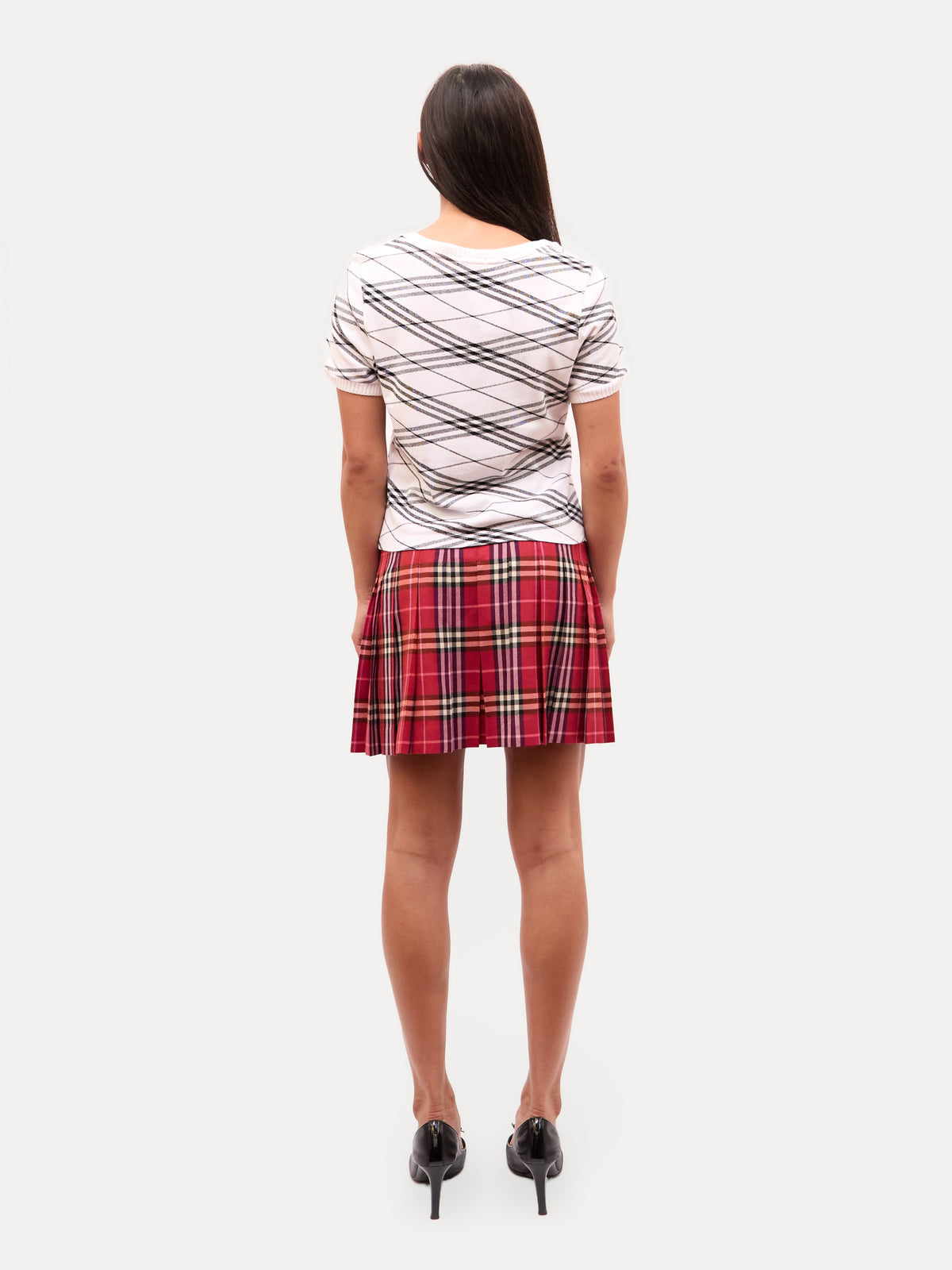 Burberry White Plaid Knit Top