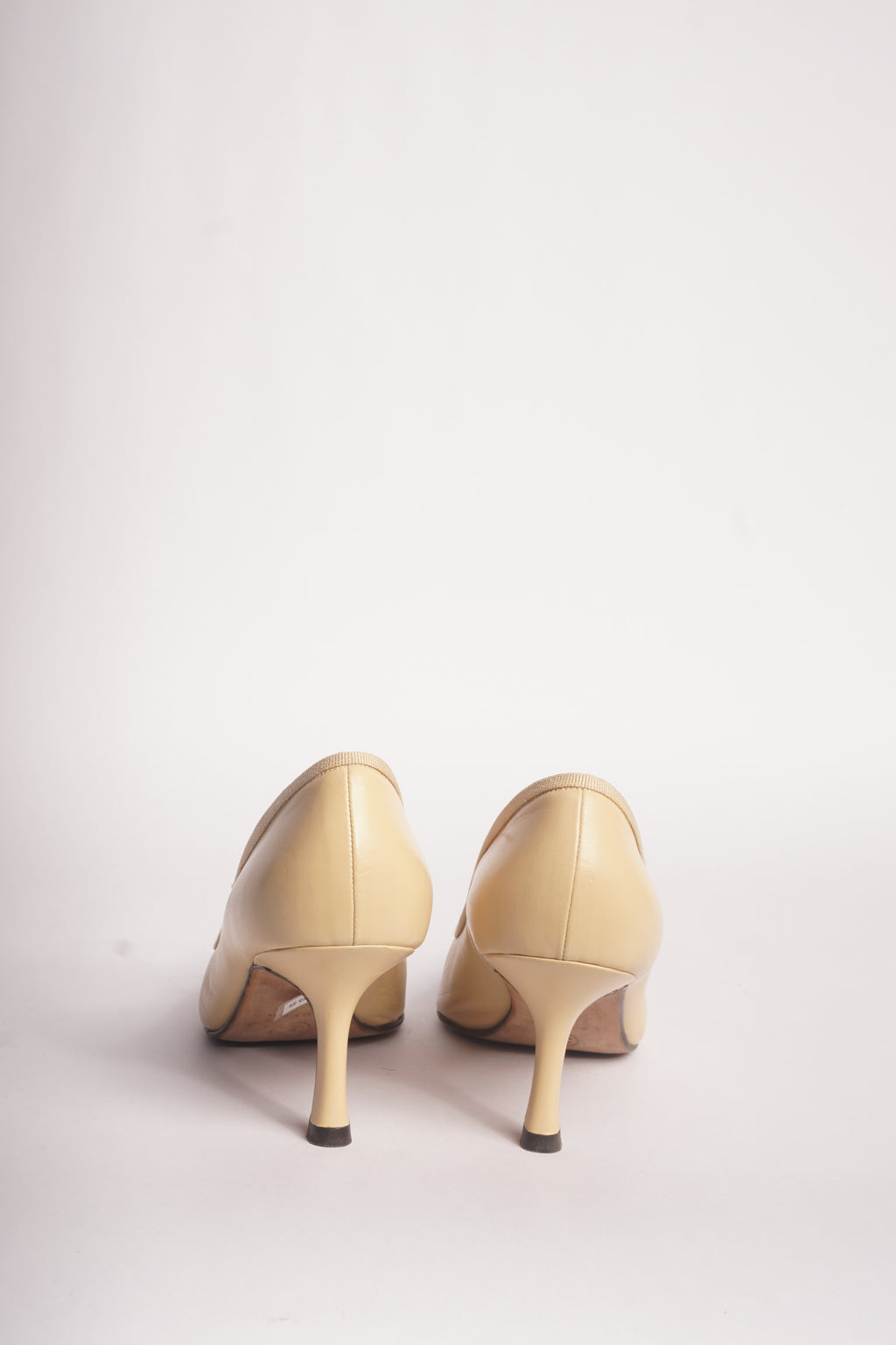 Chanel Tan Pointy Cap Toe Pumps, FR 38.5