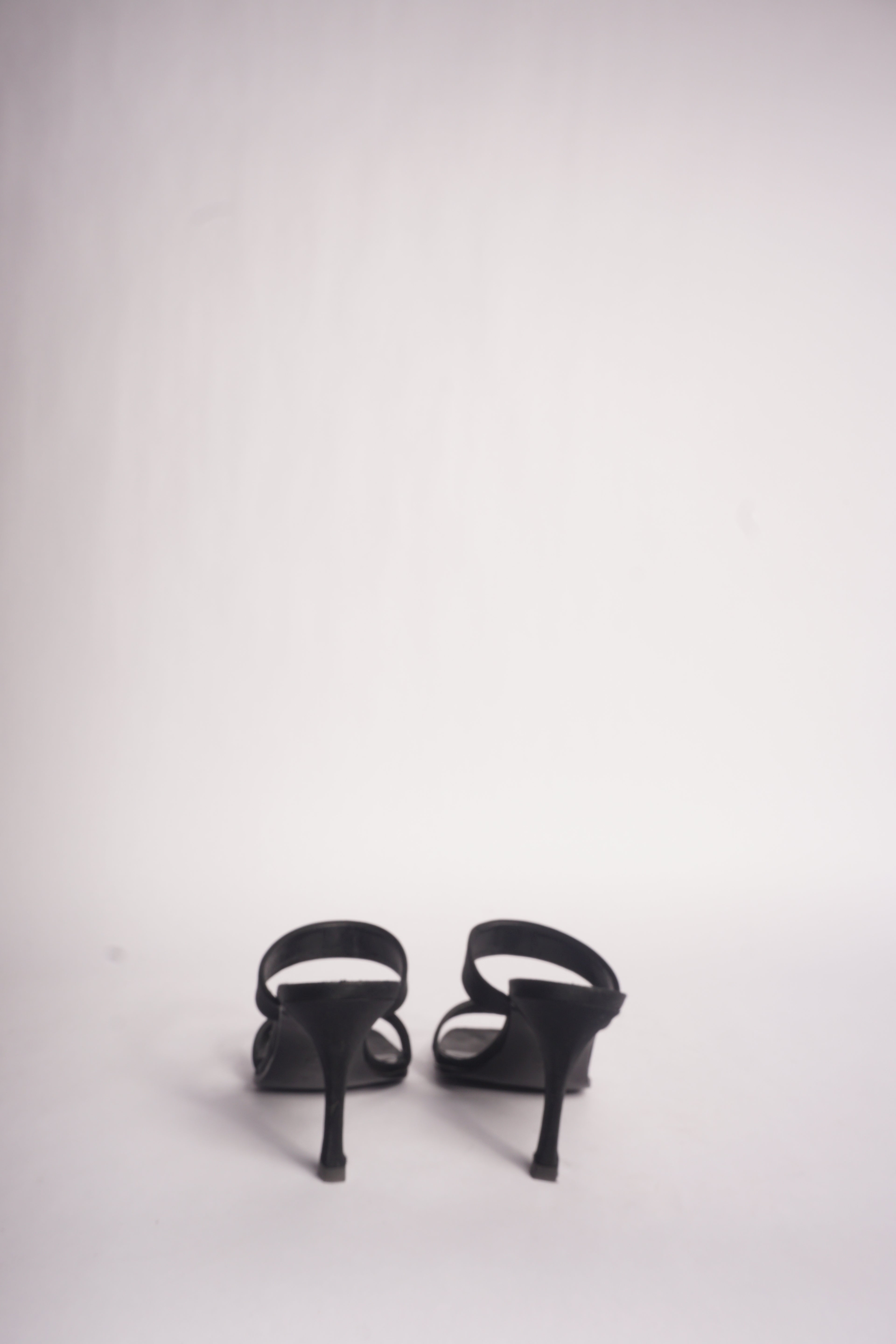 Chanel Black Satin Mules