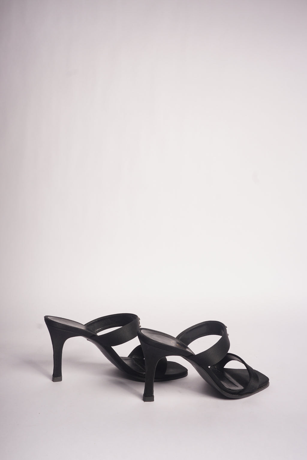 Chanel Black Satin Mules