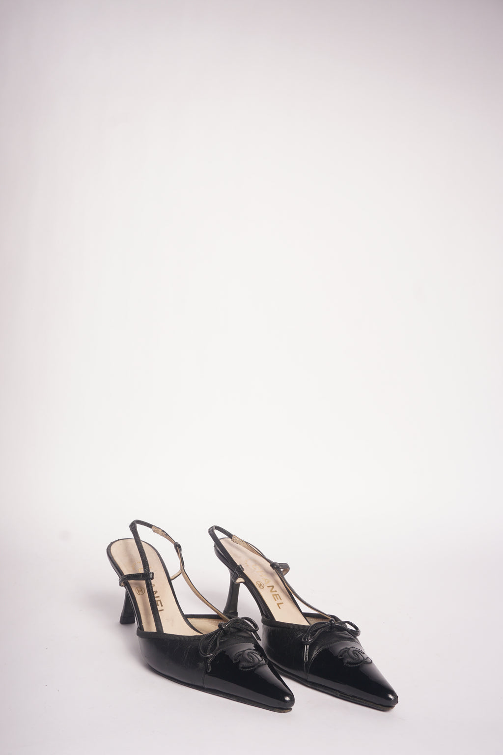 Chanel Black Pointed Toe Slingback Pump