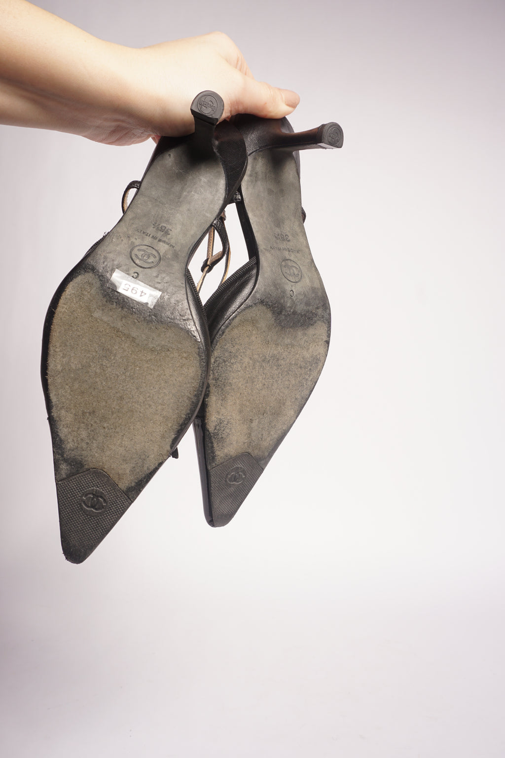 Chanel Black Pointed Toe Slingback Pump