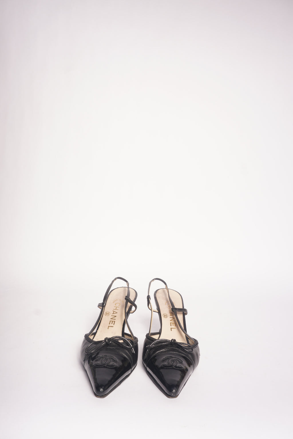 Chanel Black Pointed Toe Slingback Pump