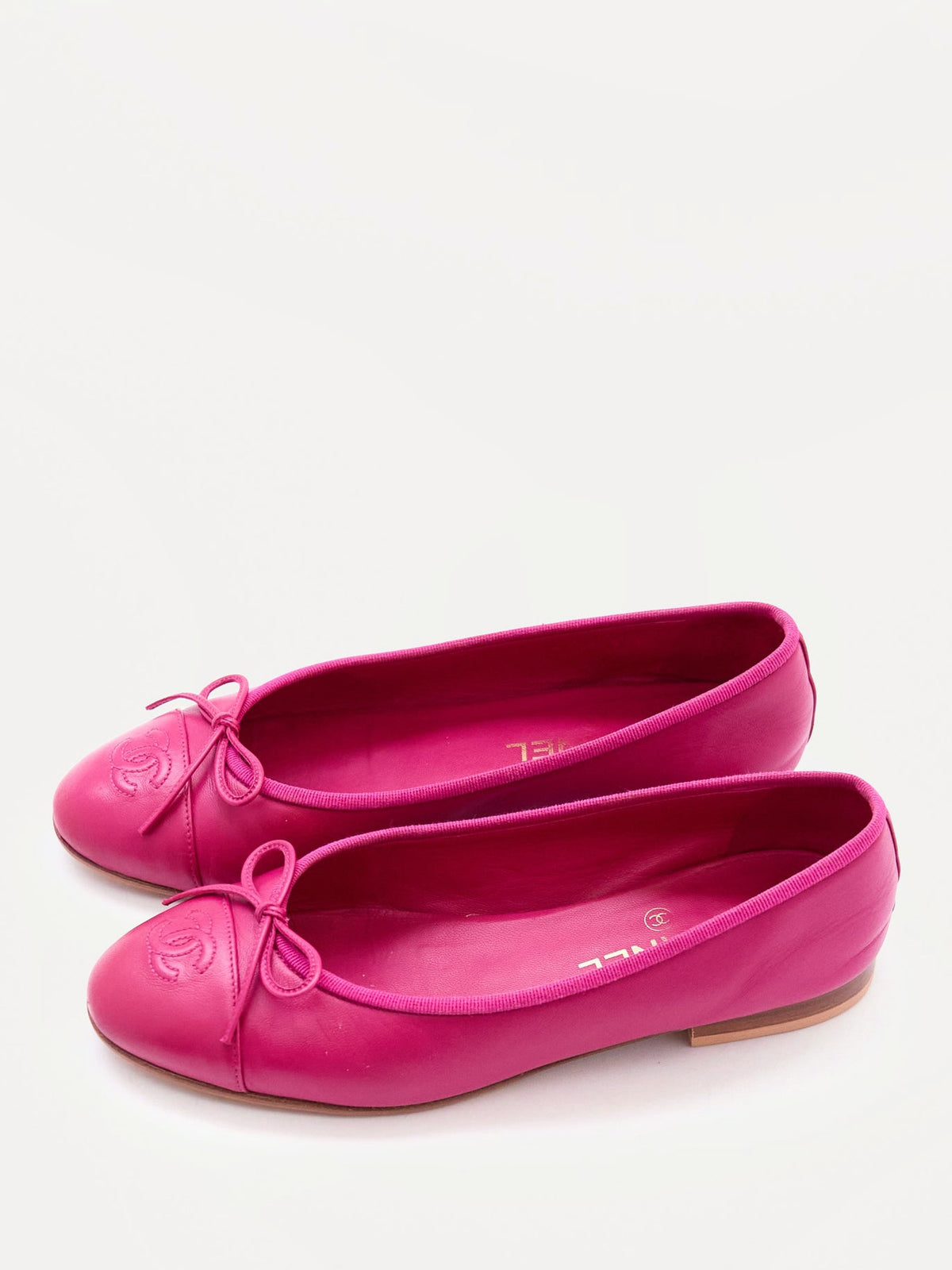 Chanel Pink Leather Flats Size 37.5
