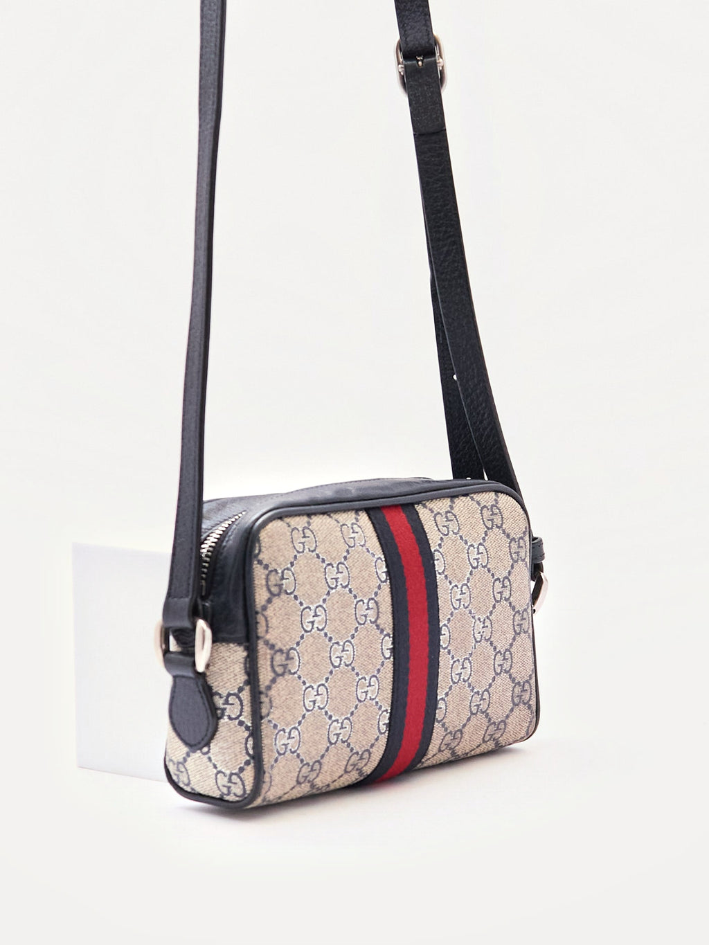 90's Gucci Navy Monogram Crossbody