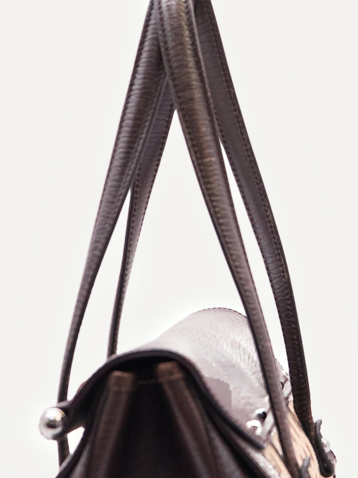 00's Gucci Bullet Bamboo Brown GG Canvas Handbag