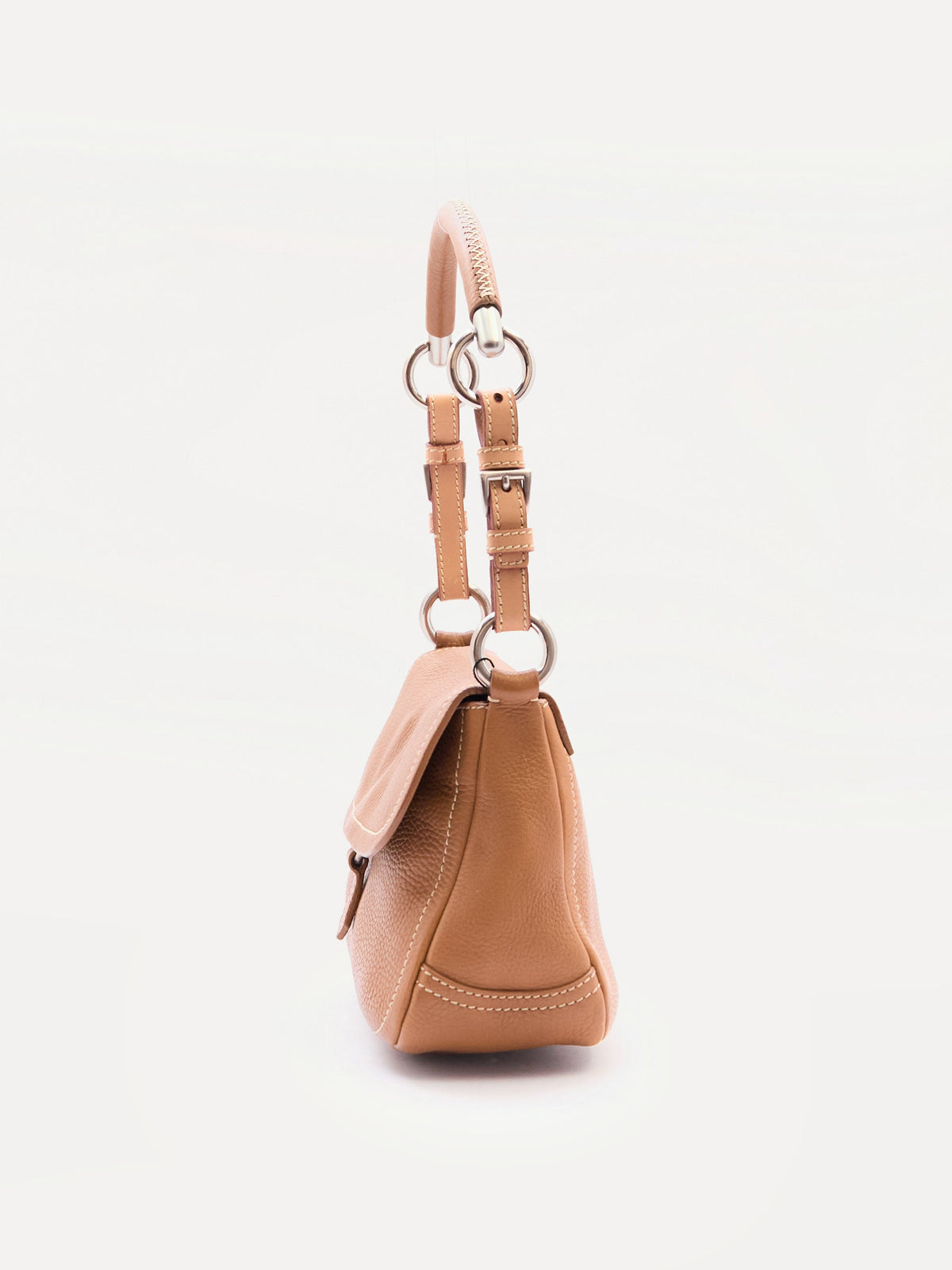 Prada Vitello Ring Brown Leather Shoulder Bag