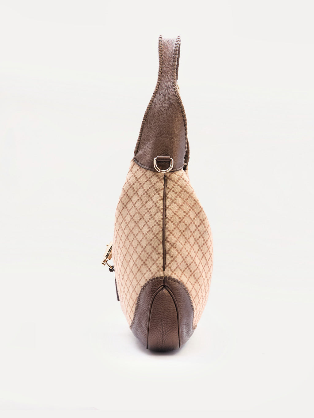 00's Gucci Jackie Beige GG Monogram Canvas Leather Shoulder Bag
