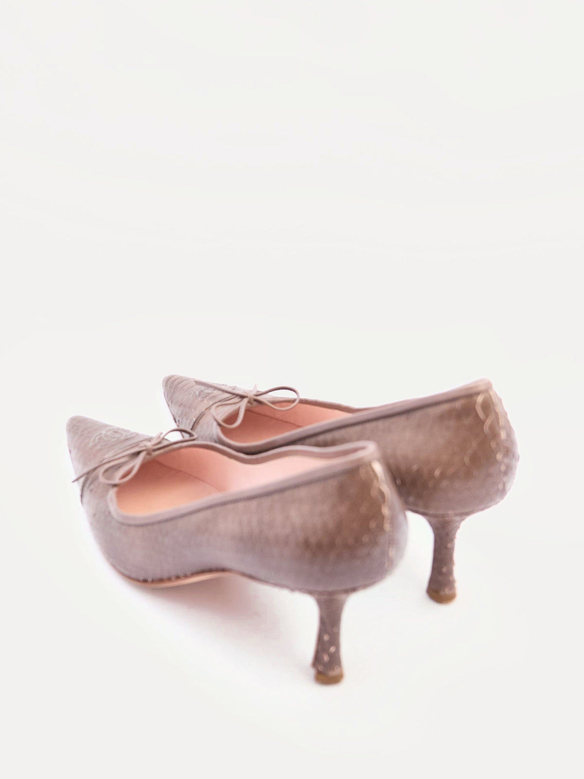 Chanel Grey Leather Python Embossed Pumps Size 39
