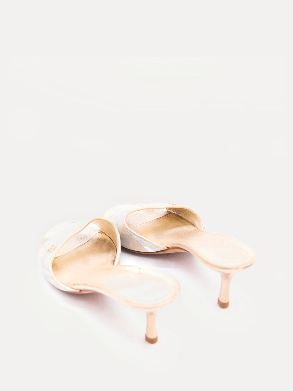 Chanel Gold Canvas Logo Heels Size 37