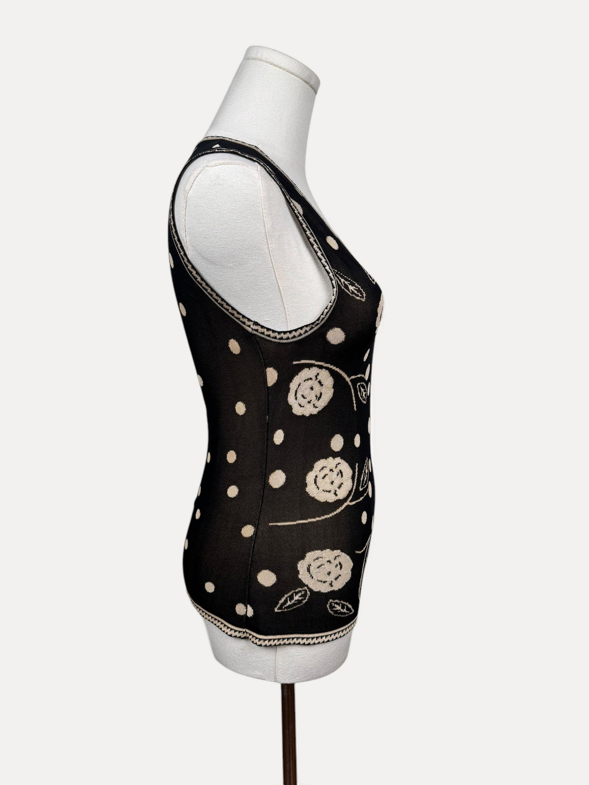 Chanel Brown White Flower Tank