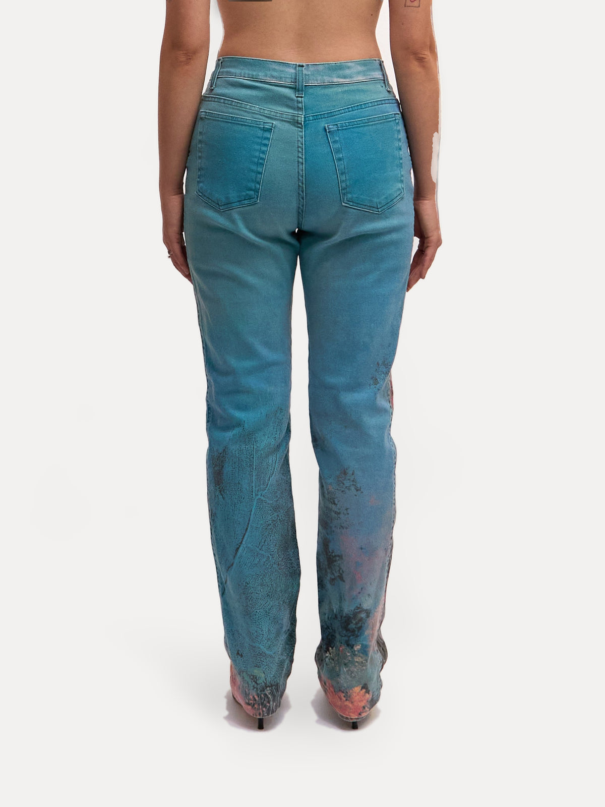 1999 SS Roberto Cavalli Blue Coral Printed Jeans