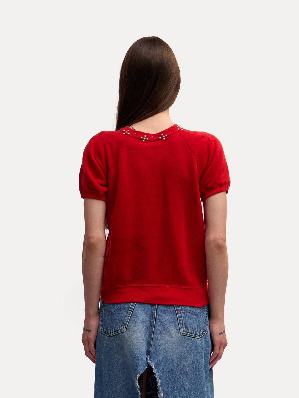 60's Vintage Red Embellished Kansas Graphic Sweater
