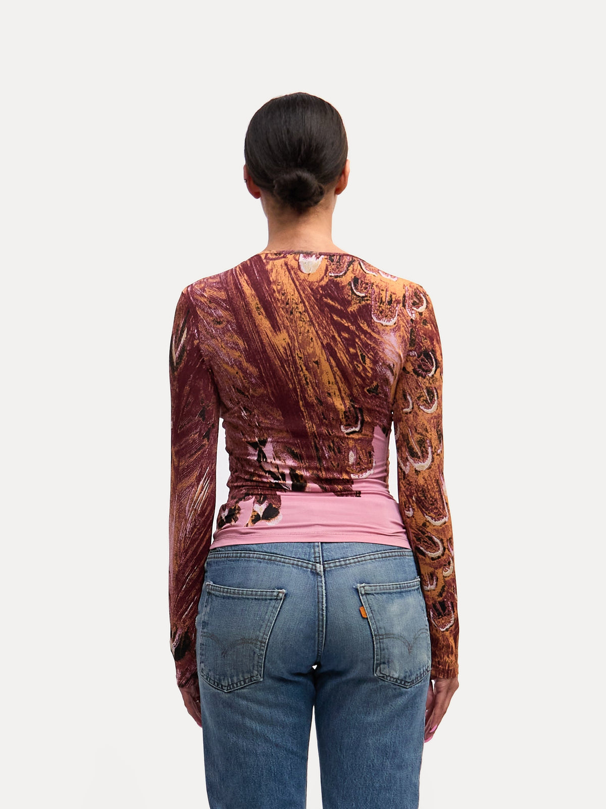 Roberto Cavalli Pink Printed  Feather Top