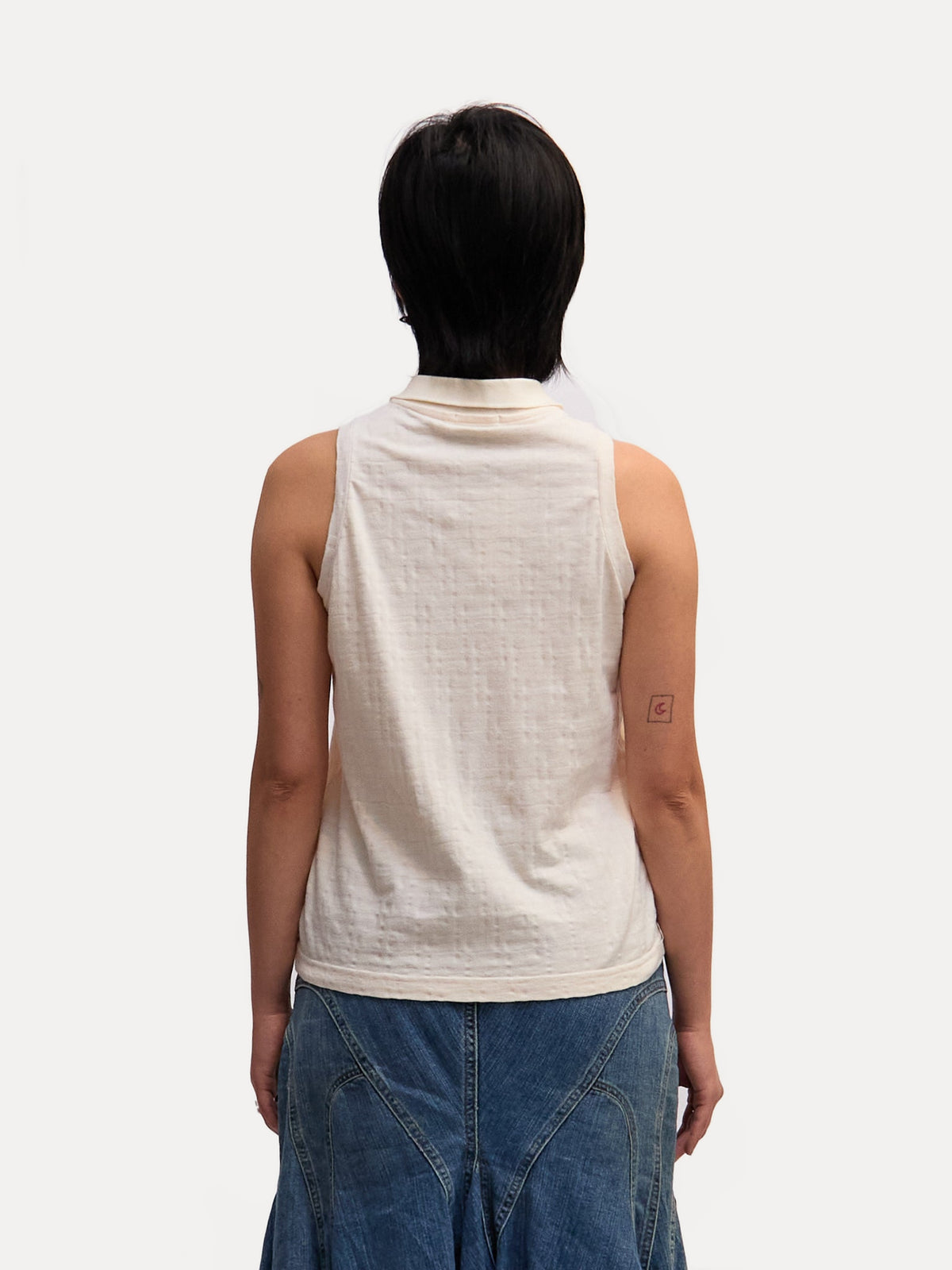 Fendi White Sleeveless Logo Polo Shirt