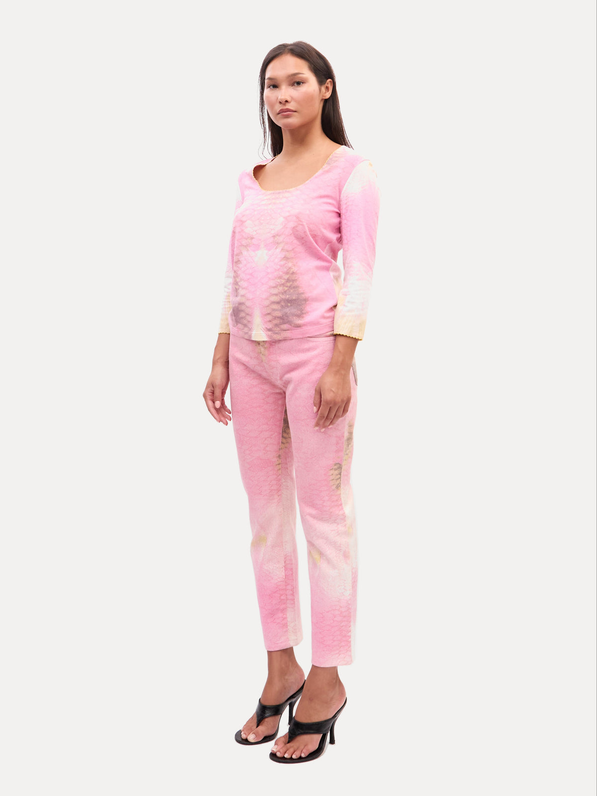 2000’s Just Cavalli Pink Snakeprint Top Jeans Set
