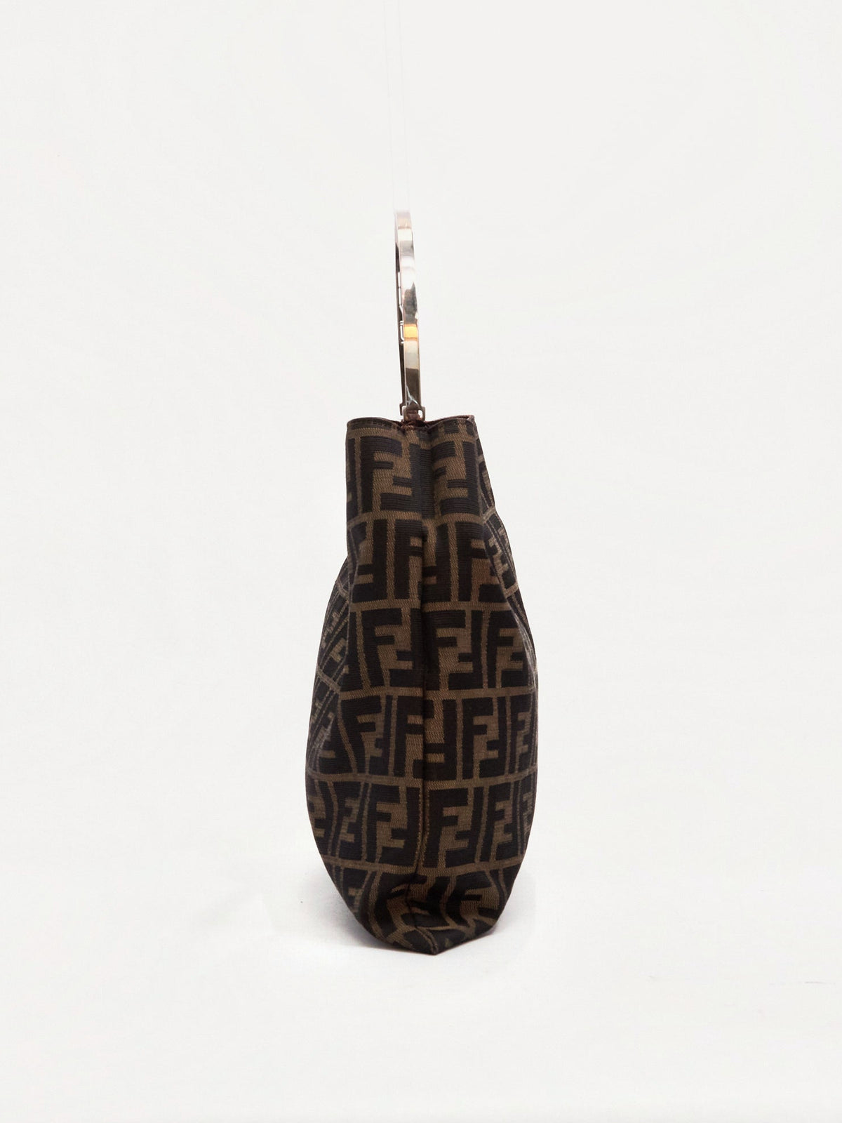 90's Fendi Brown Zucca Monogram Hoop Canvas Tote Bag
