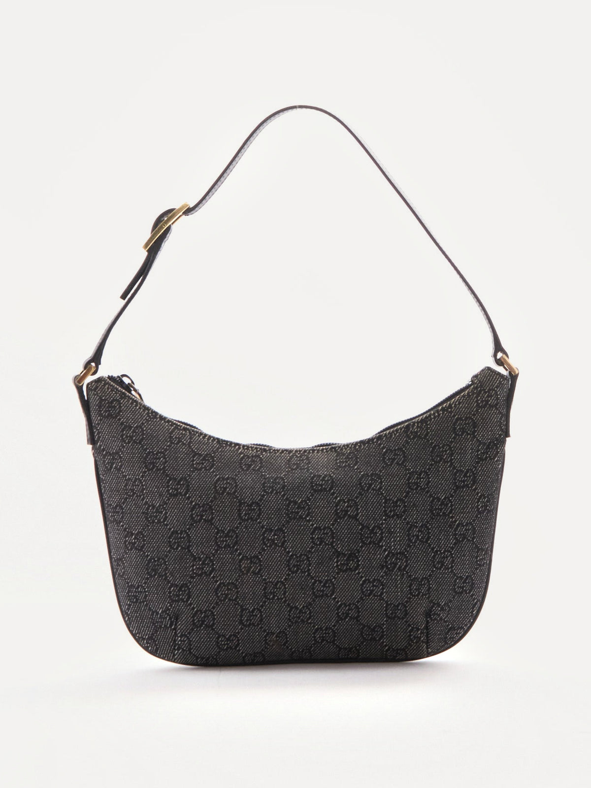 Gucci Black Canvas GG Monogram Half Moon Bag