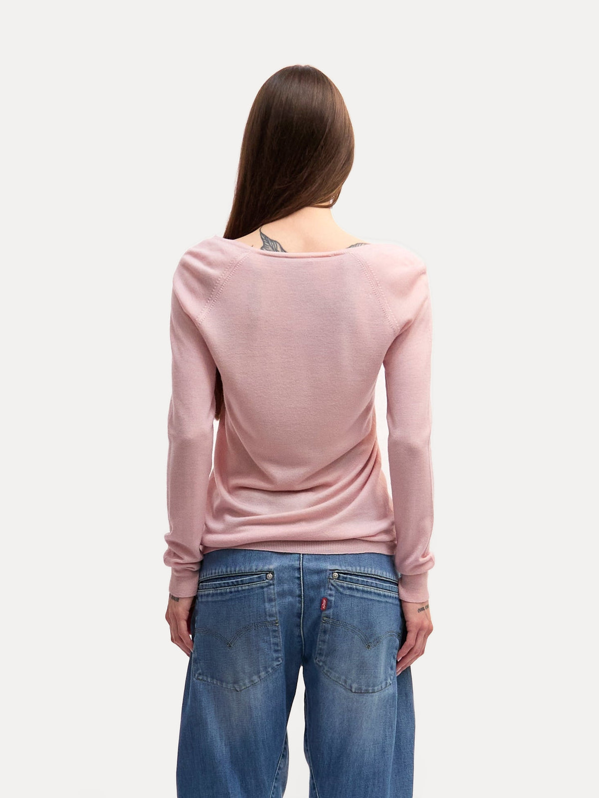 Prada Pink V-Neck Knit Top