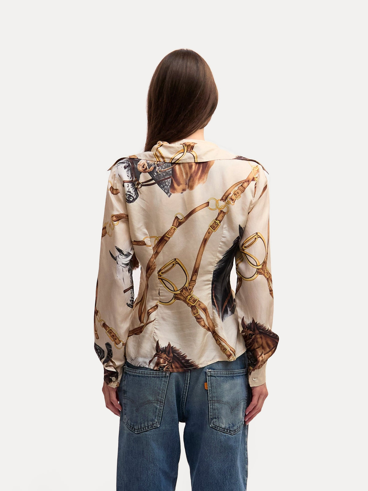 Dolce & Gabbana Horse Print Silk Blouse