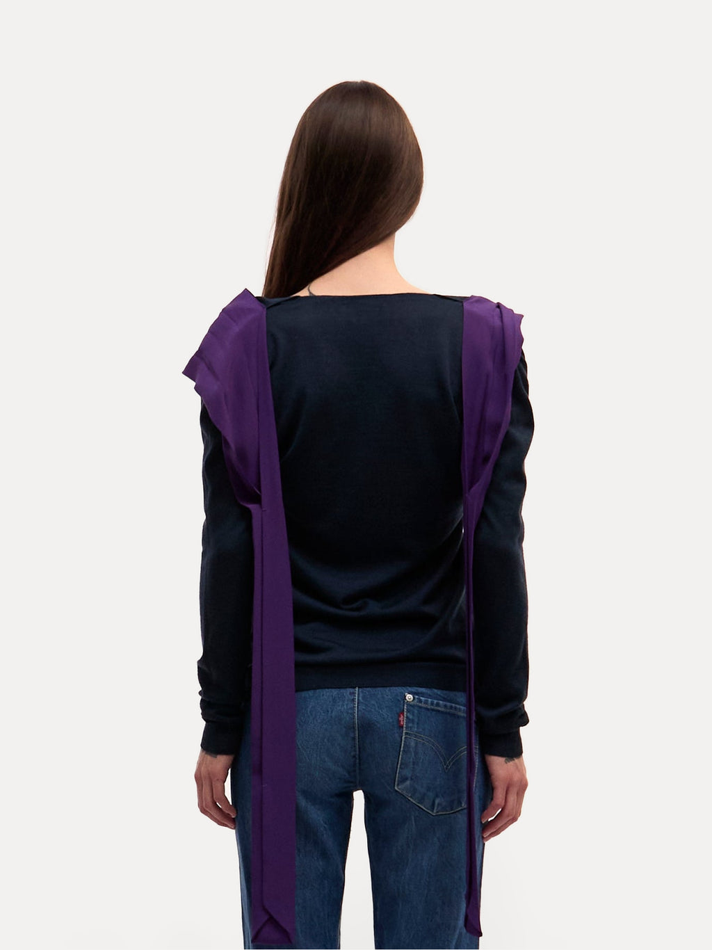Prada Navy Bow Tie Knit Sweater