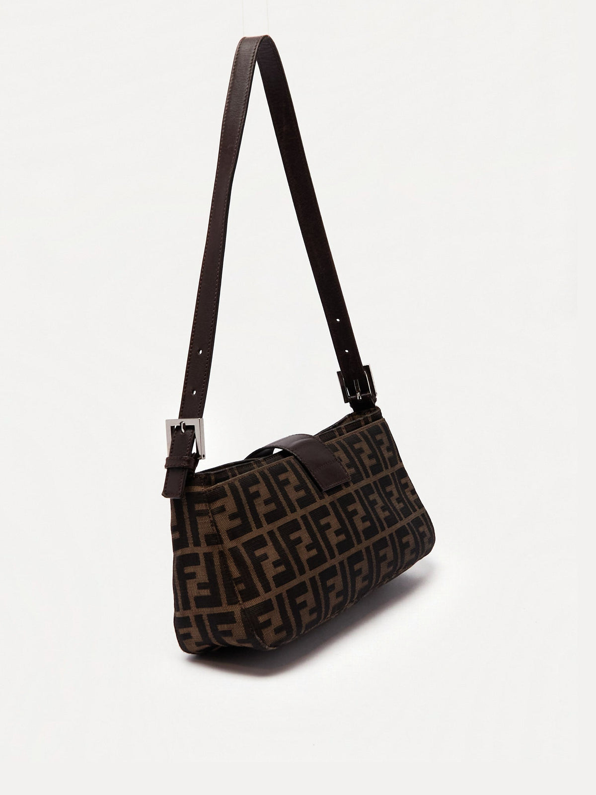 90's Fendi Mamma Baguette Brown Zucca Shoulder Bag