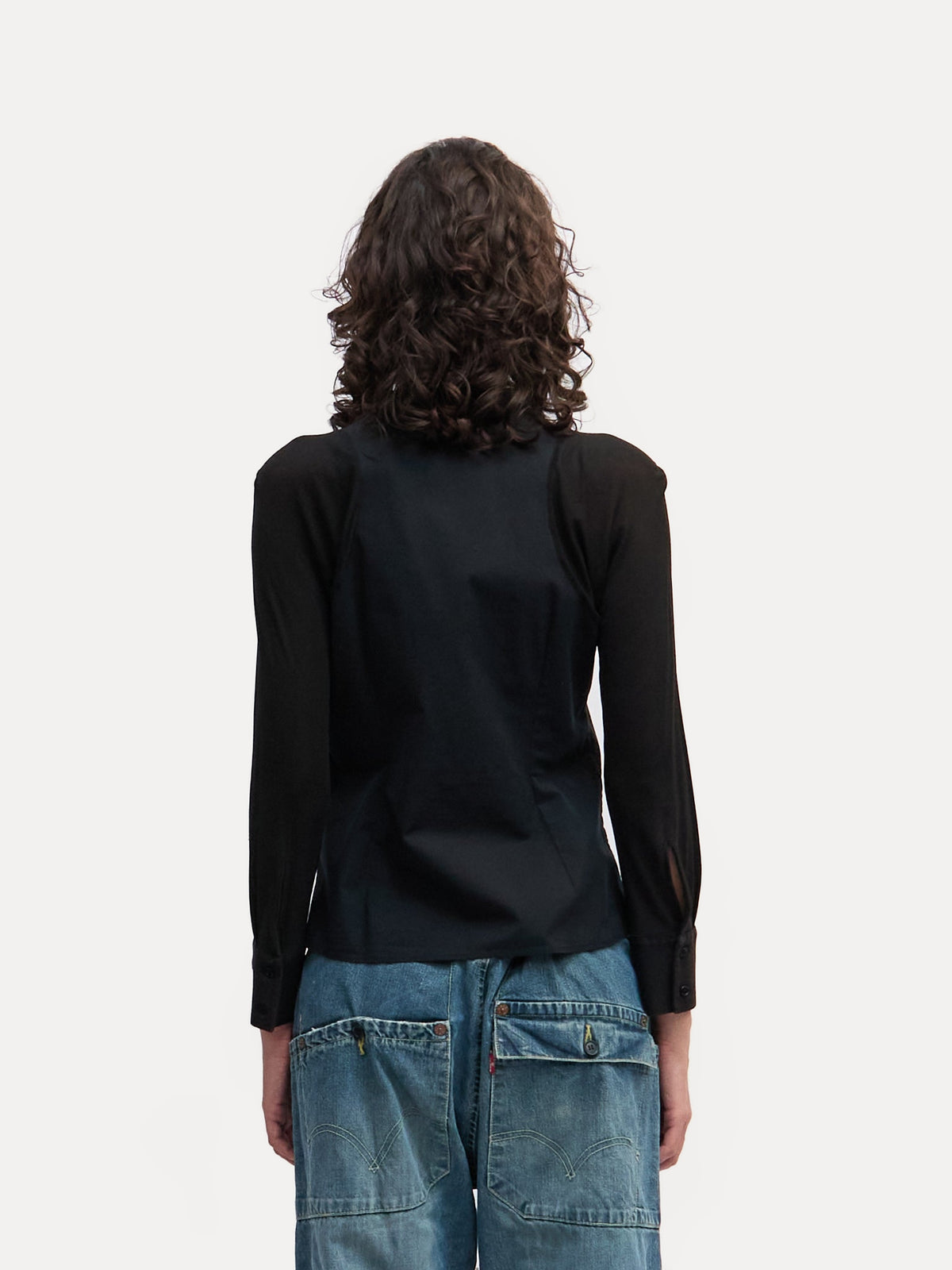 Alexander McQueen Black Sheer Sleeve Blouse