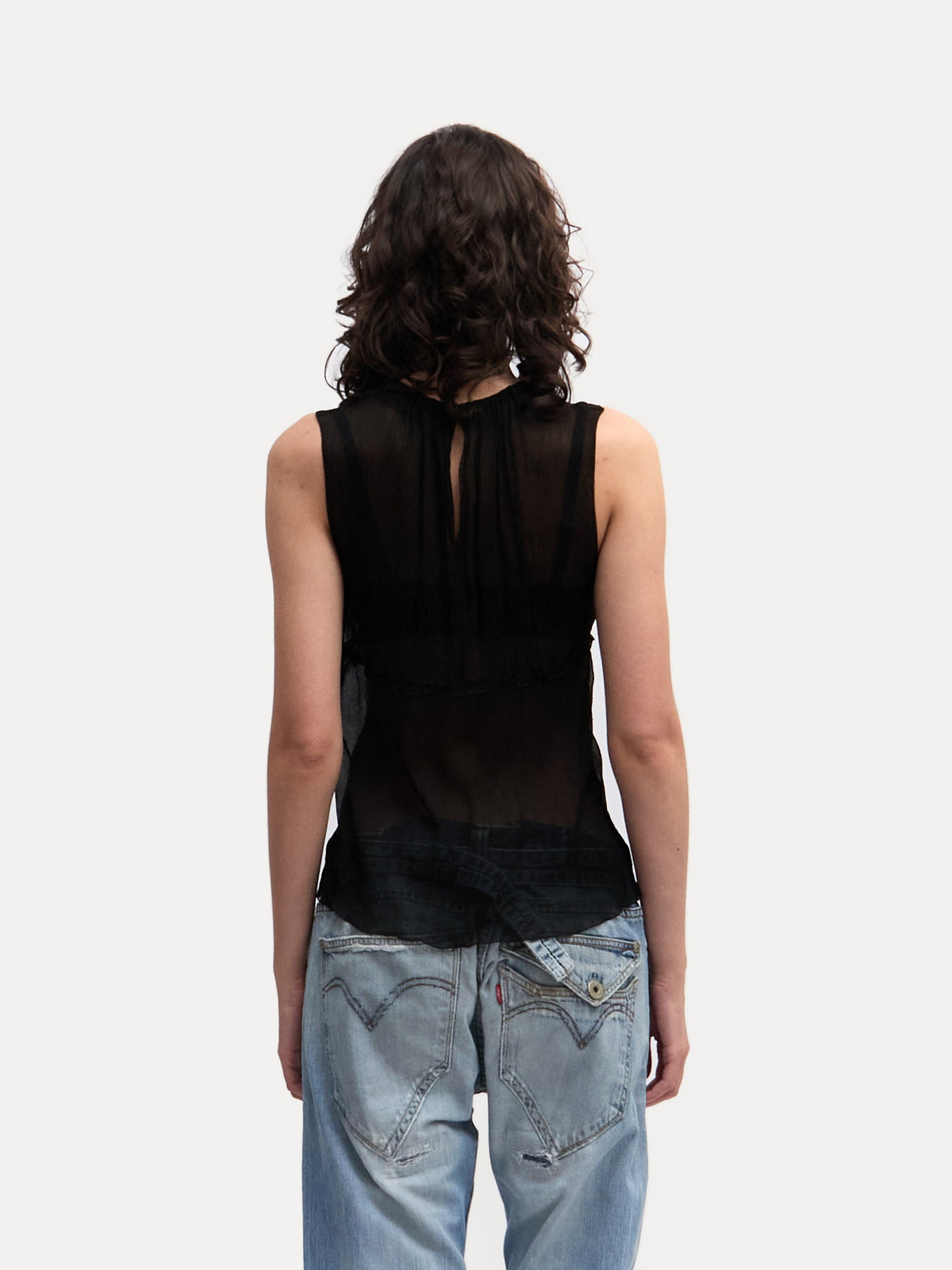 90's Prada Black Silk Sleeveless Top