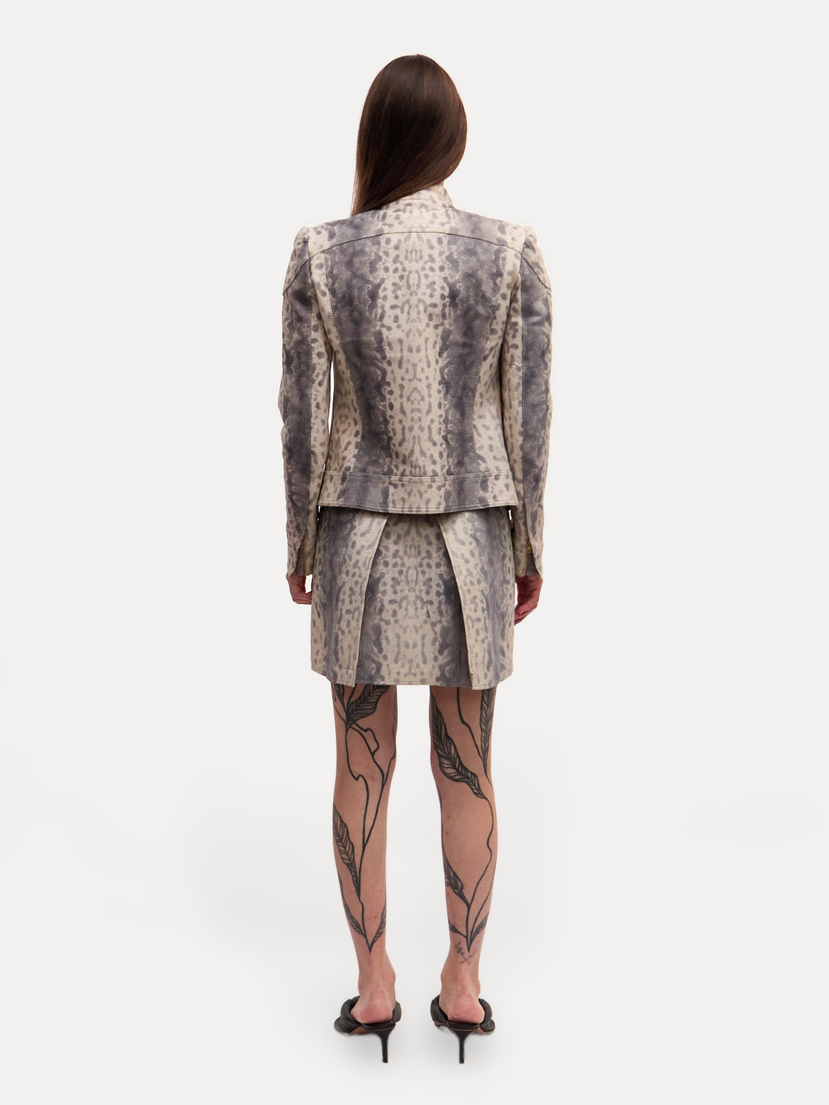 Gucci White Python Embossed Leather Jacket