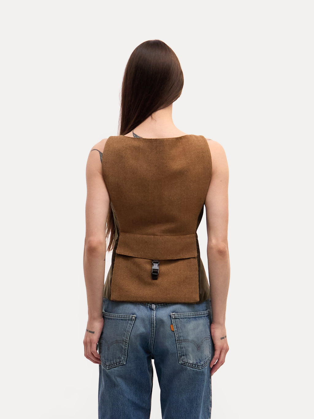 90's Miu Miu Green Wool and Nylon Combo Vest