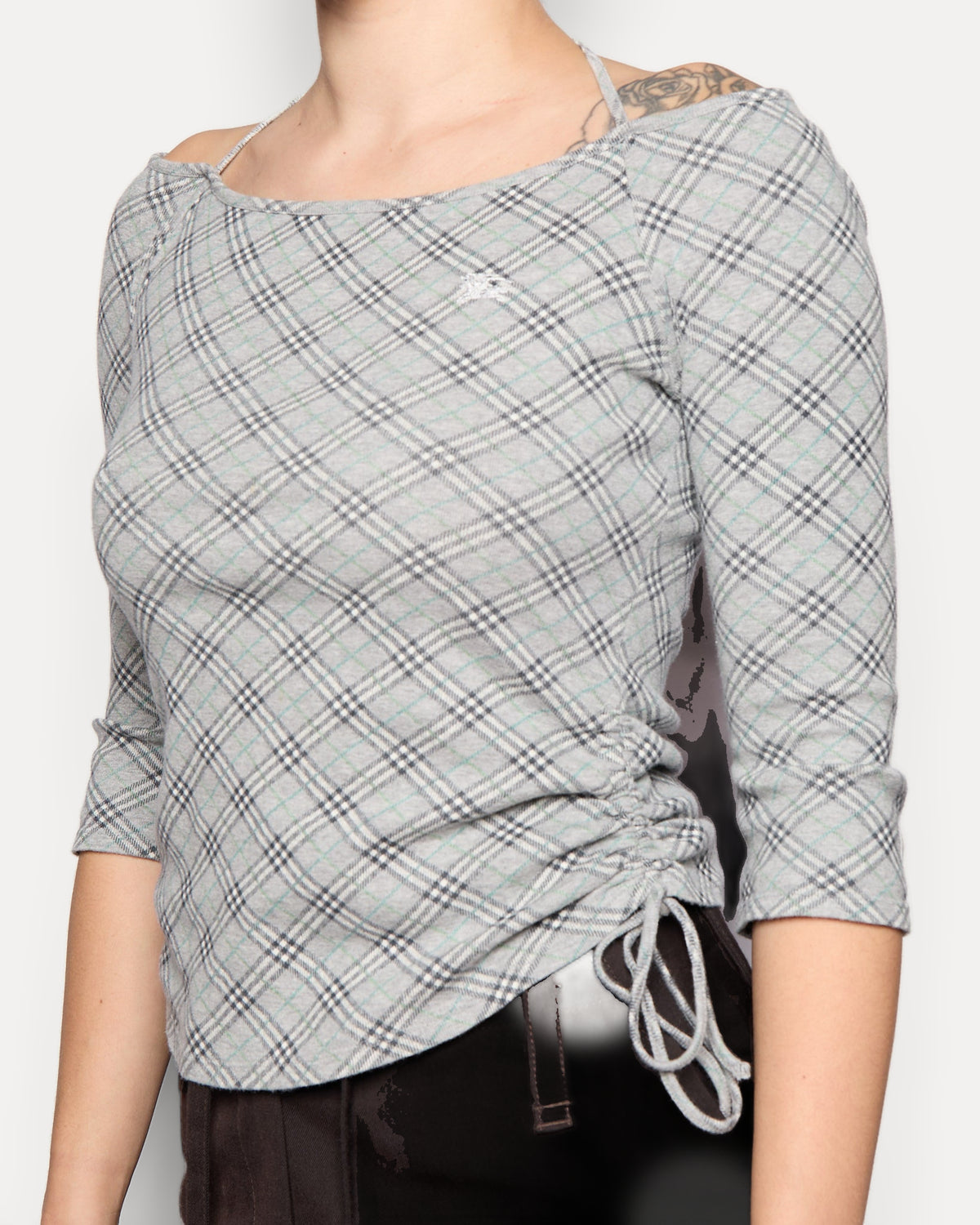 Burberry Grey Nova Check Cinch Top