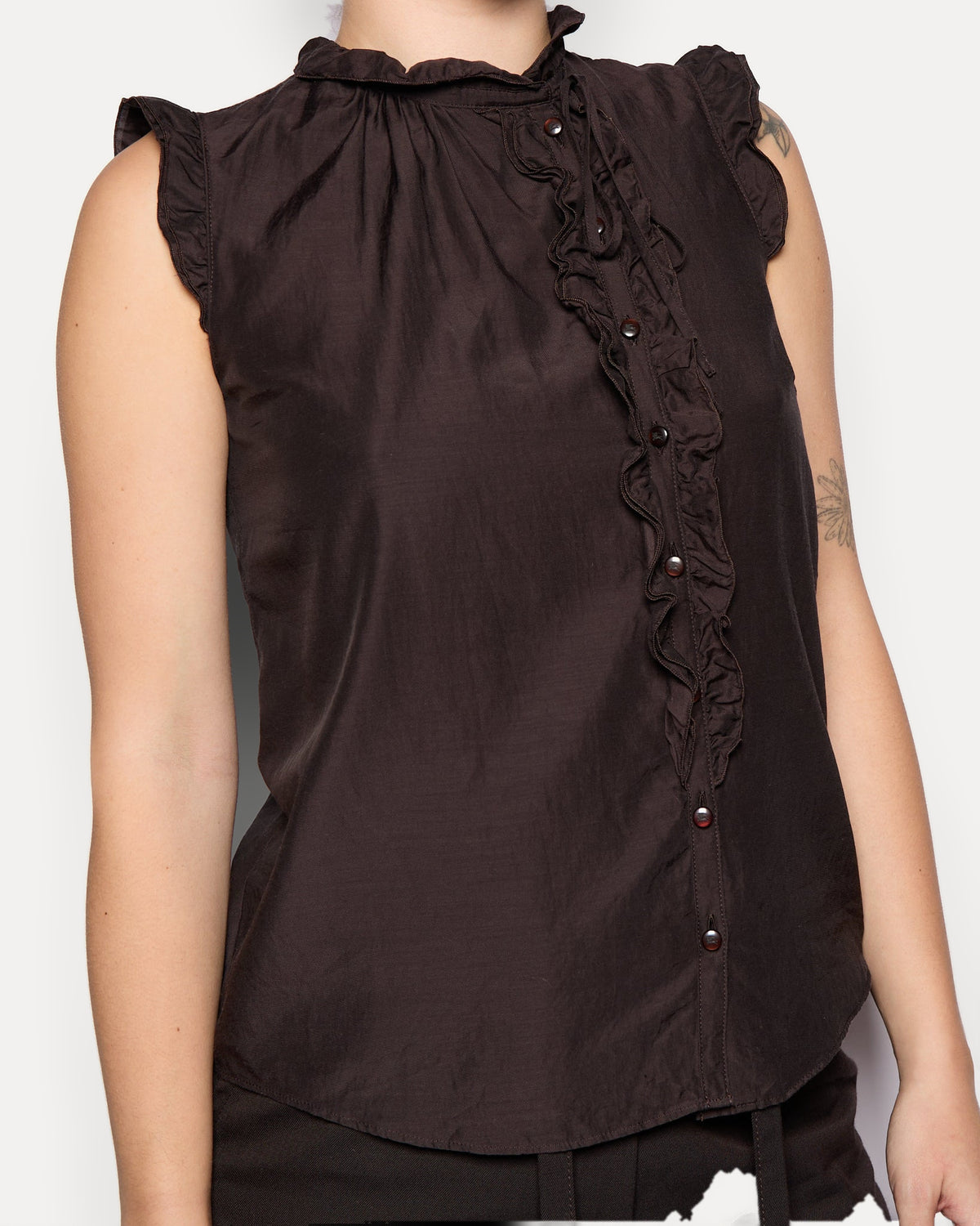 Burberry Brown Ruffle Tank