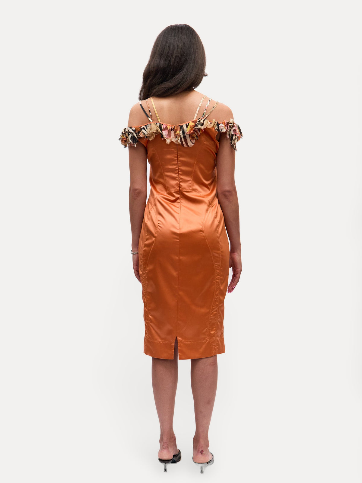 Just Cavalli Orange Silk Lace Front Dress