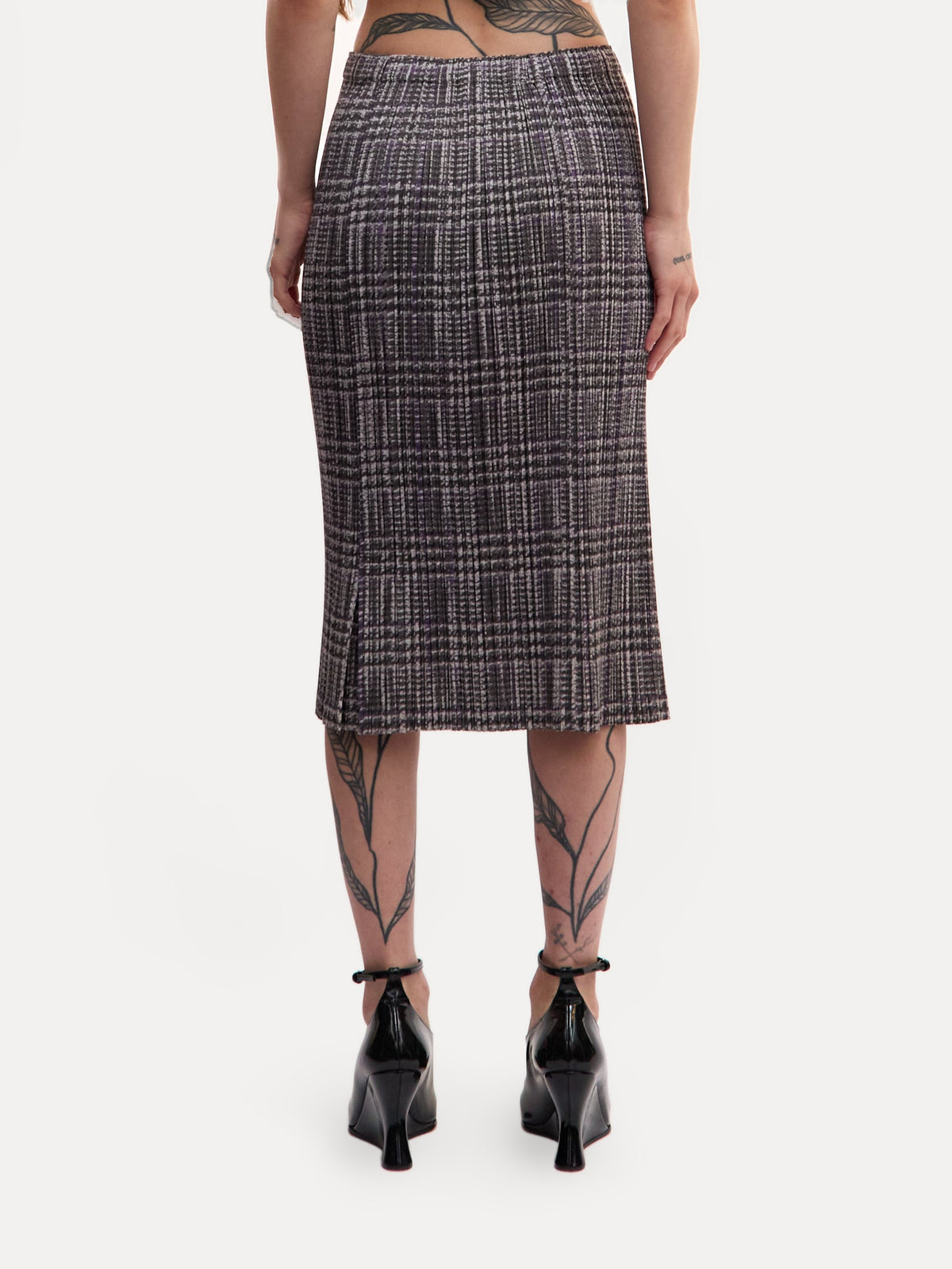 Pleats Please Plaid Midi Skirt