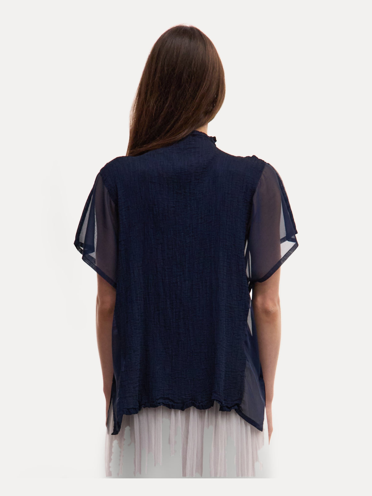 Issey Miyake Me Navy Chiffon Top