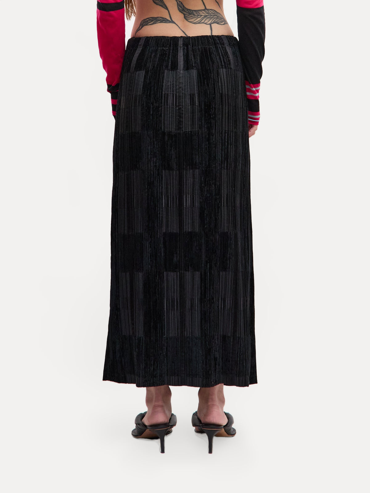 Issey Miyake Black Velvet Pleated Skirt