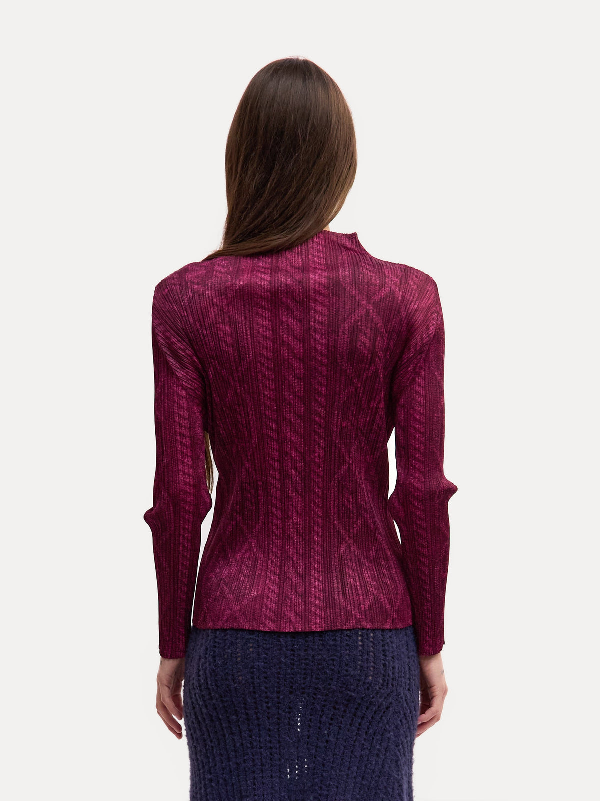 Pleats Please Burgundy Print Longsleeve