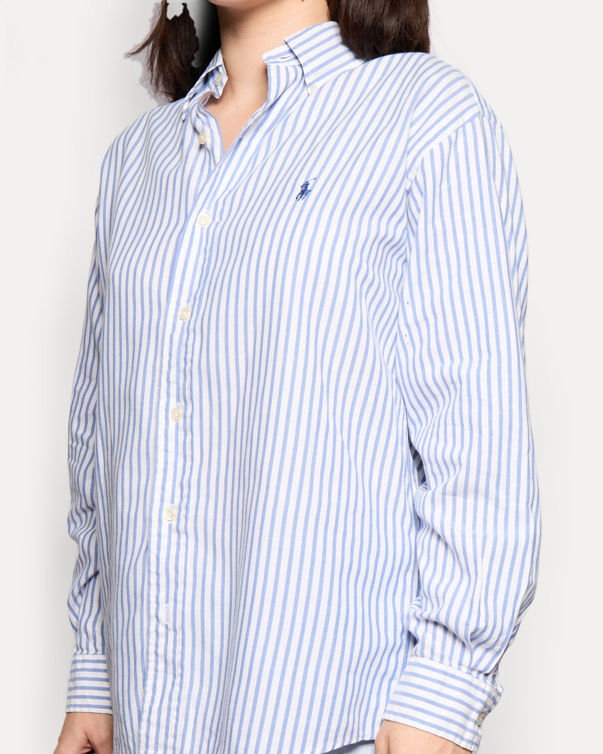 Vintage Ralph Lauren Blue White Striped Button Down