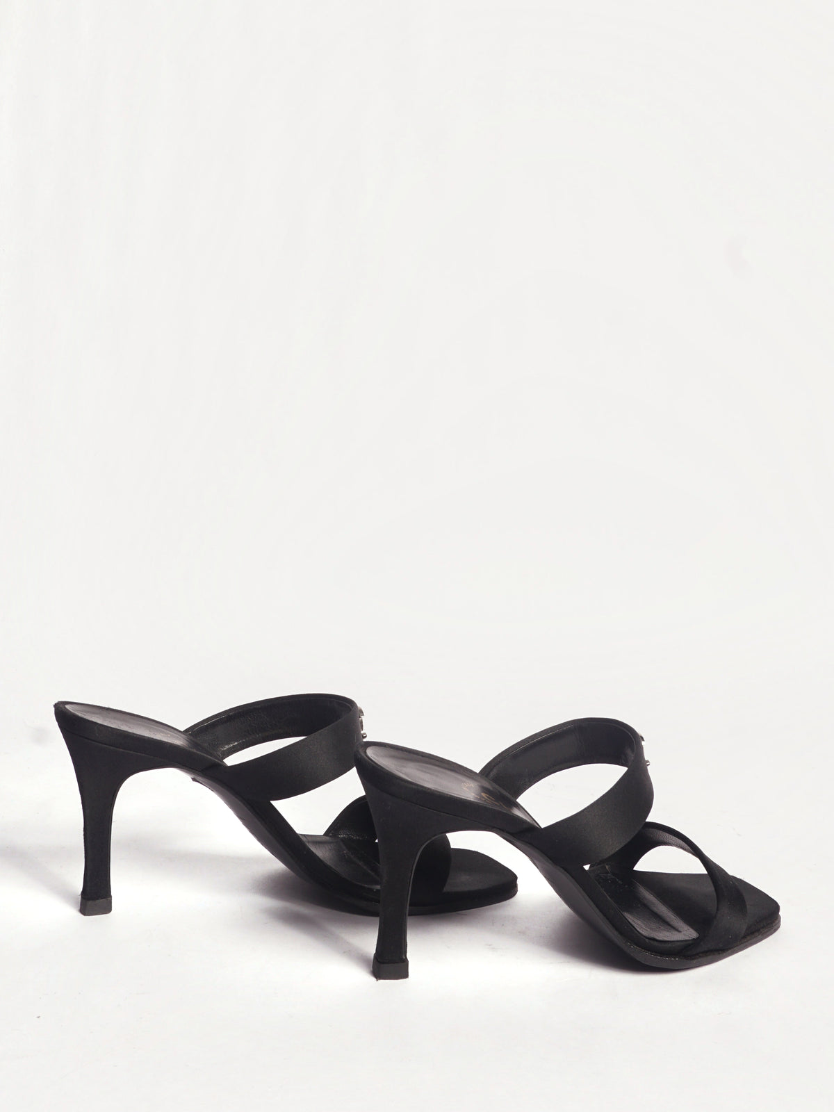 Chanel Black Satin Mules