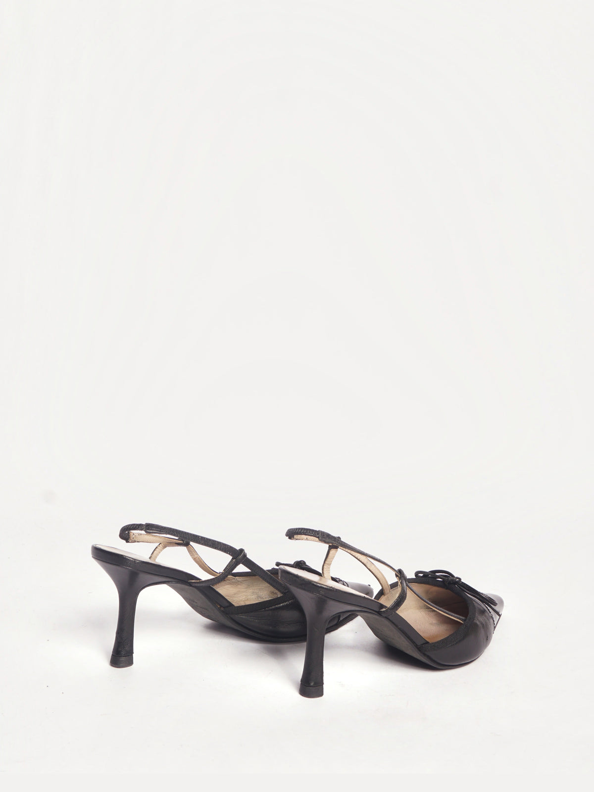 Chanel Black Pointed Toe Slingback Pump