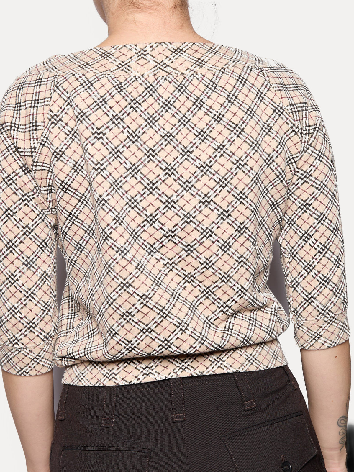 Burberry Brown Nova Check Logo 3/4 Length Top