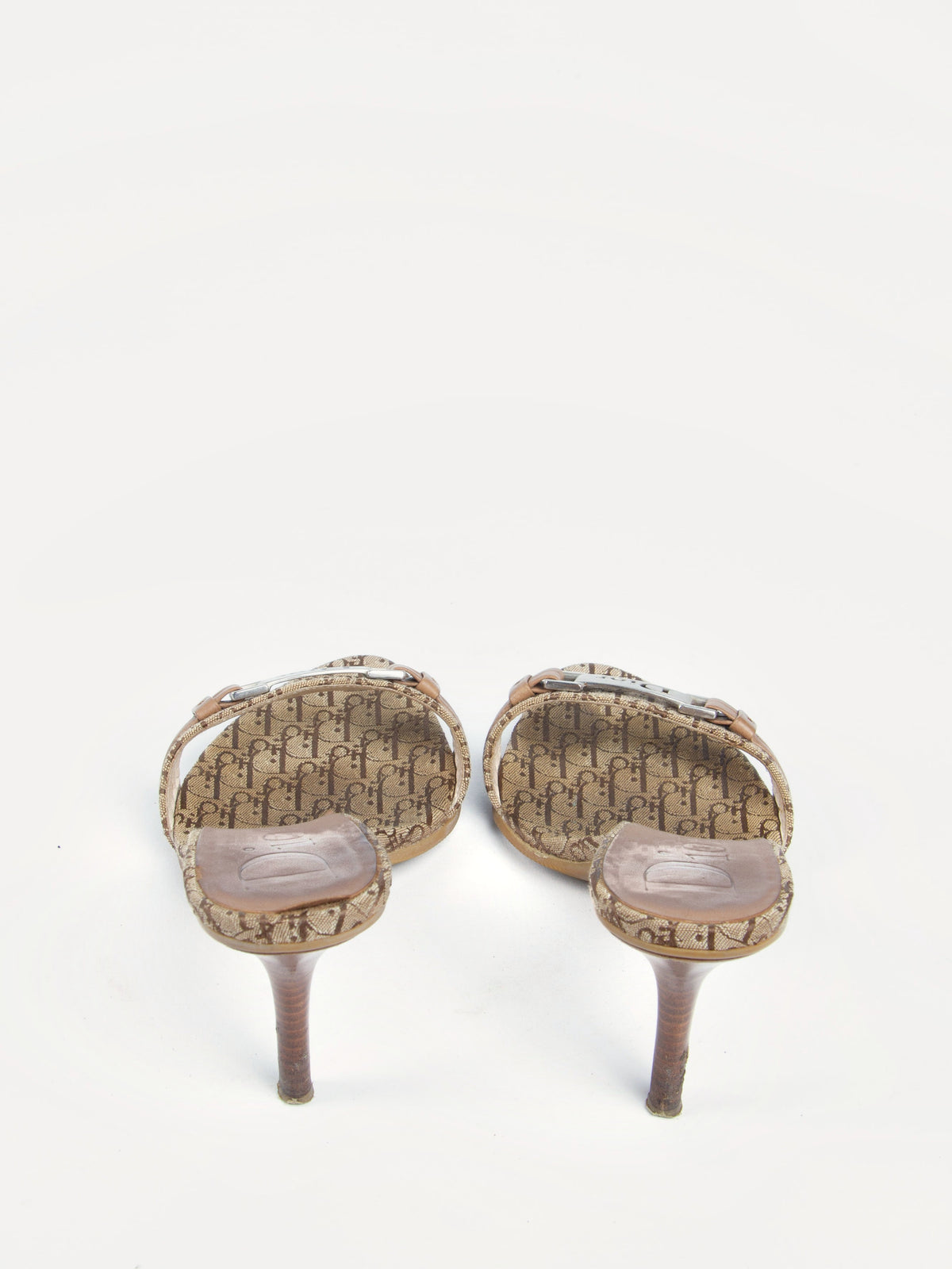 Vintage Dior by Galliano 2000s Size 38 Logo Plated Mules | Y2K Designer Heels Shoes