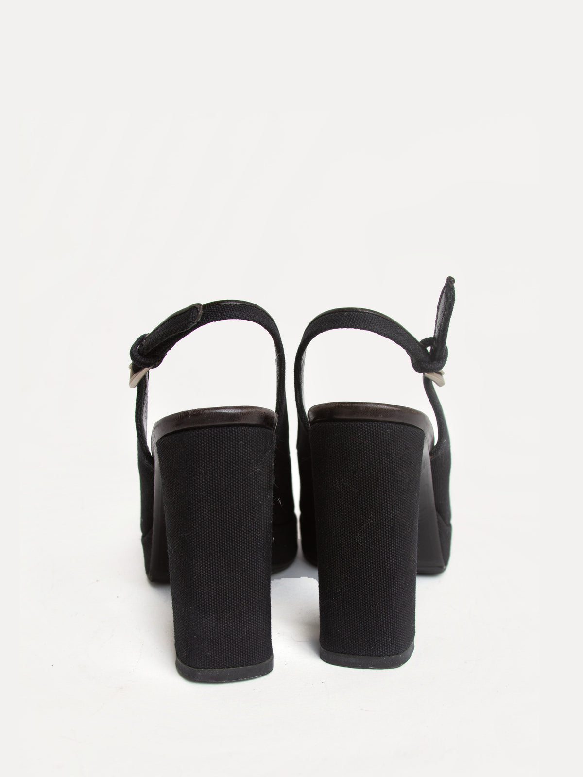 Vintage 2000s Prada Size 37.5 Open Toe Platform Heels | Y2K Designer Shoes