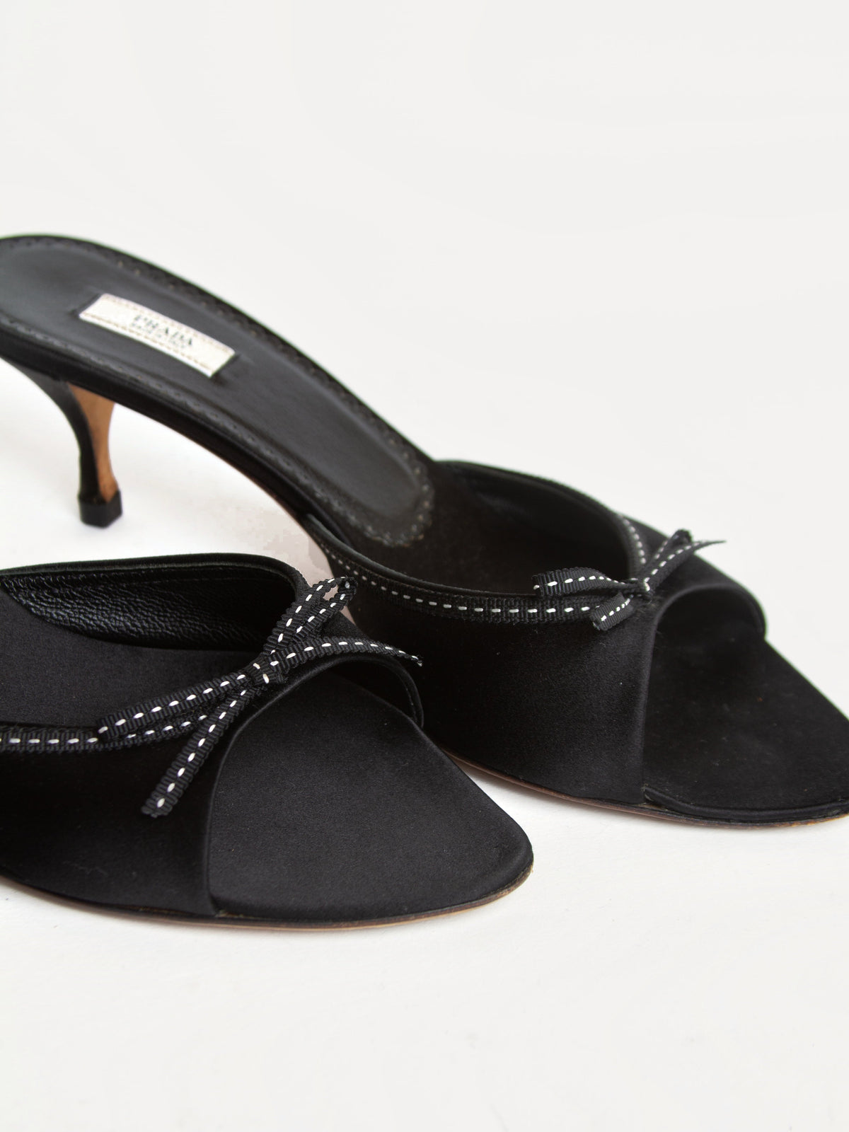 Vintage 2000s Prada Size 37.5 Satin Kitten Heels | Y2K Designer Shoes