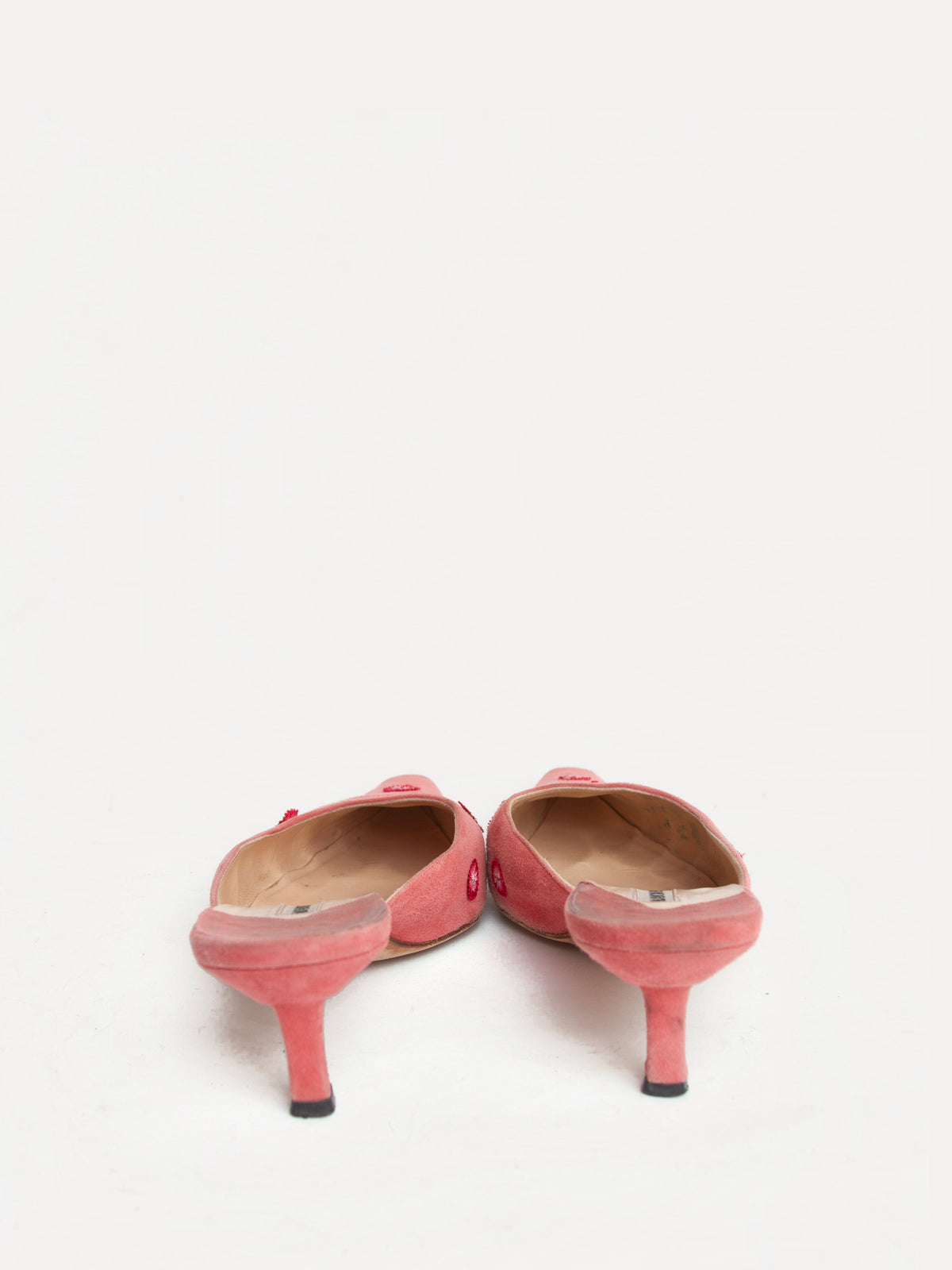 Manolo Blahnik Pink Embroidered Mules | Y2K Designer Shoes Heels
