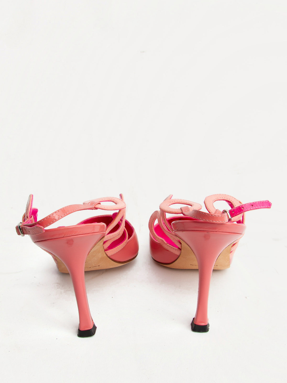 Manolo Blahnik Size 39 Pink Patent Leather Slingbacks | Y2K Designer Heels Shoes