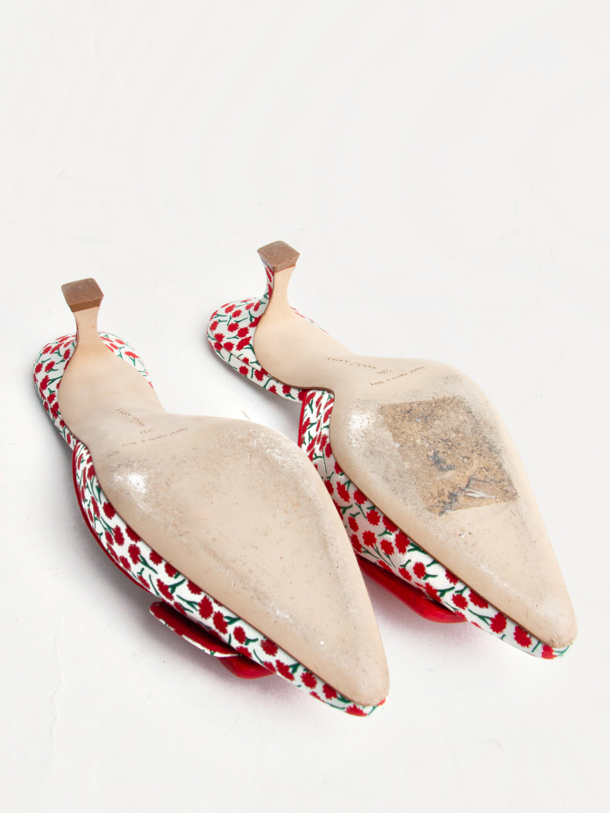 Manolo Blahnik Size 38 Floral Pattern Mules | Y2K Designer Heels Shoes