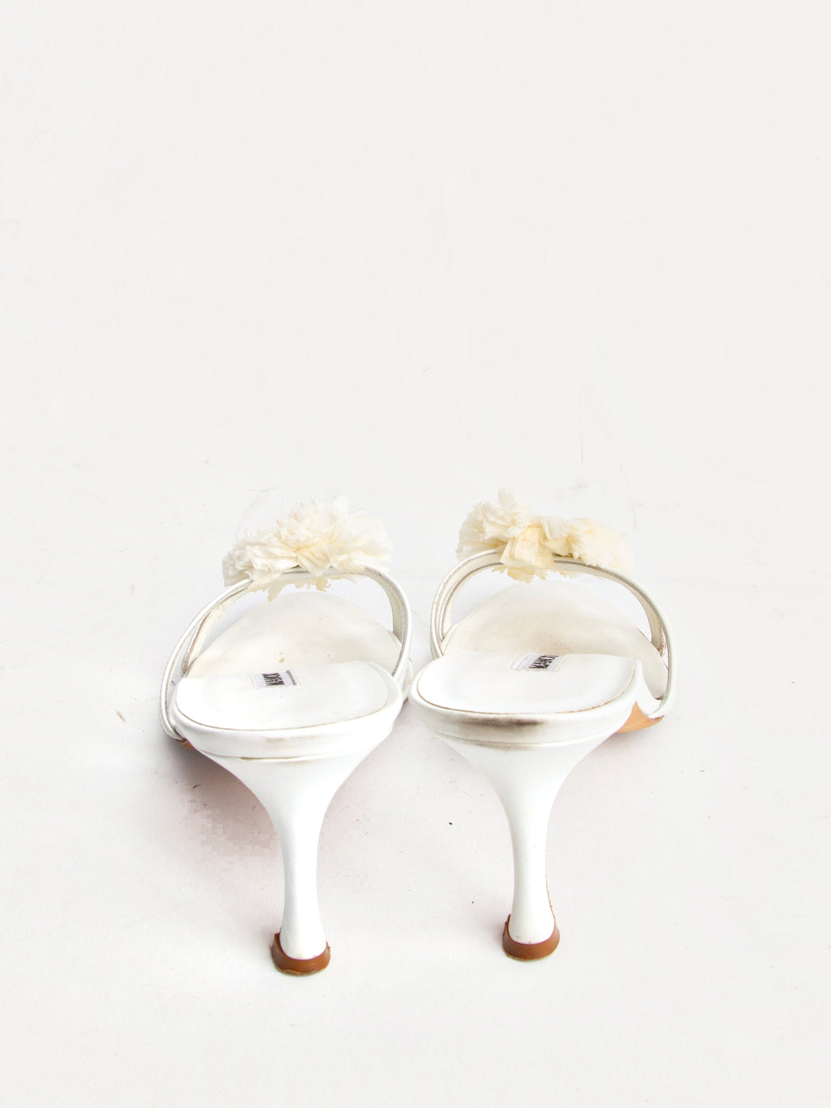 Manolo Blahnik Size 36 White Leather Mules | Y2K Designer Heels Shoes